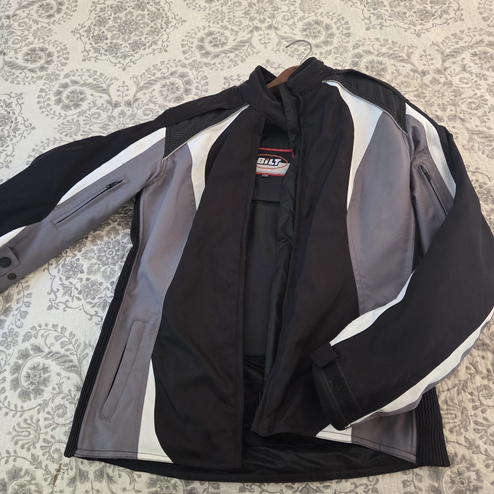 BILT Women's Black and Gray Full Spine MOTORCYCLE Jacket